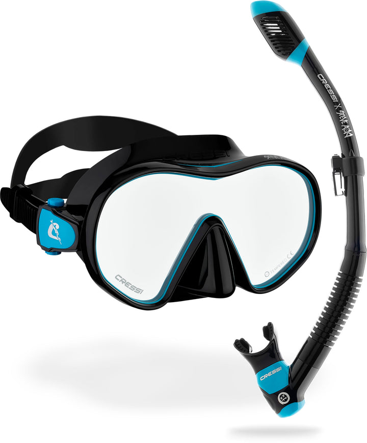 Cressi x  Steve Aoki HiroQuest snorkkelisetti, Limited Edition Black/Turquise