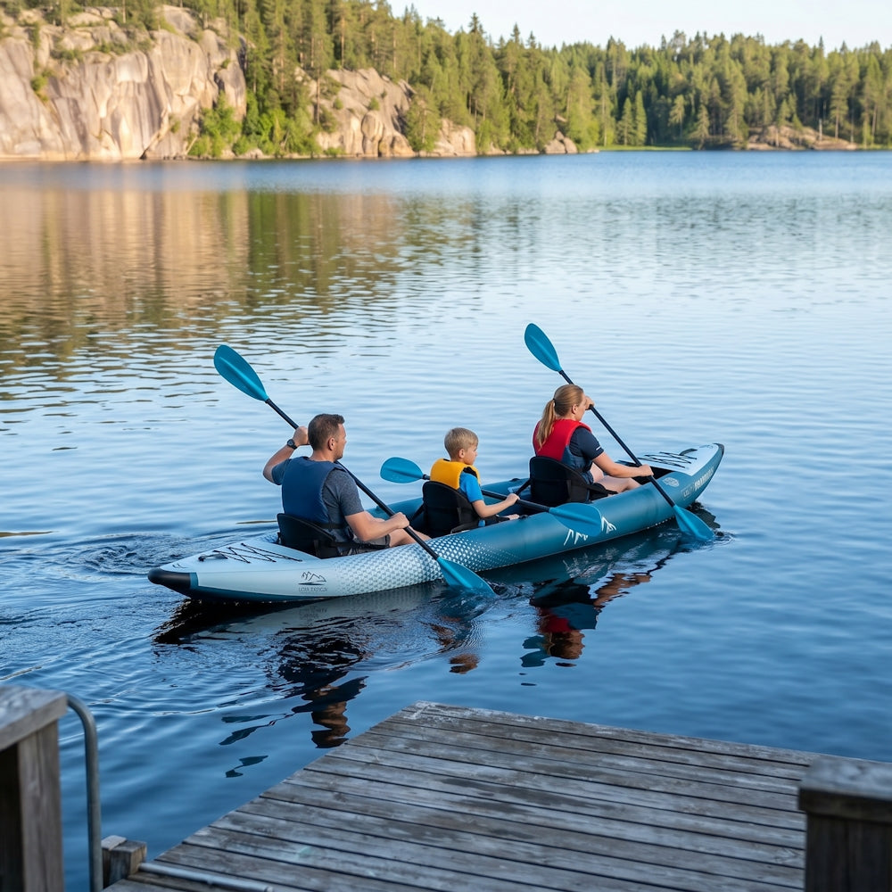 Saimaa Kayaks Adventure 3 (2026) - Ilmatäytteinen & vakaa 3-henkilön kajakki