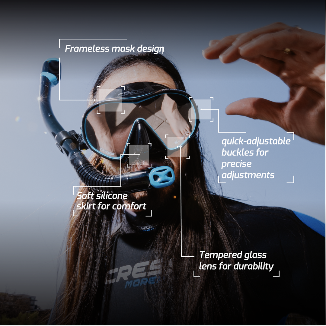 Cressi x  Steve Aoki HiroQuest snorkkelisetti, Limited Edition Black/Turquise