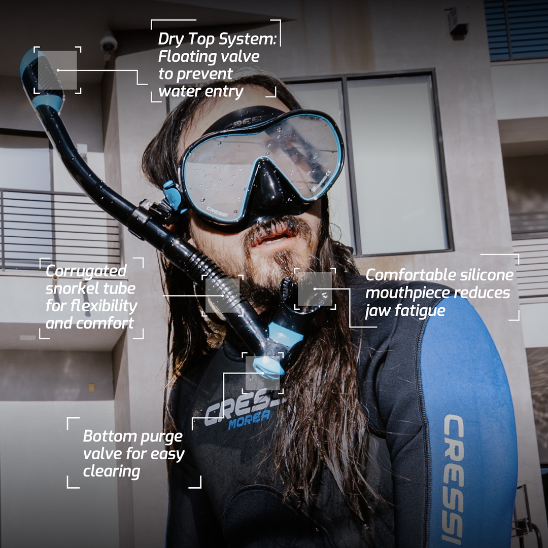 Cressi x  Steve Aoki HiroQuest snorkkelisetti, Limited Edition Black/Turquise