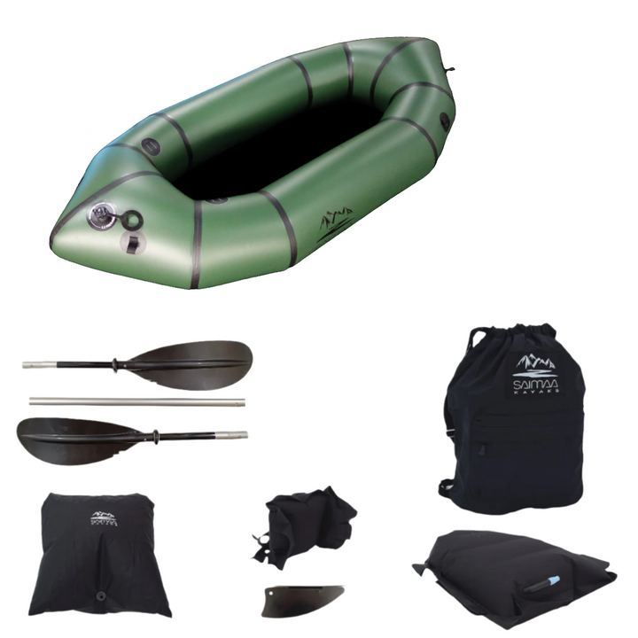 Packraft Feather Army Green kevyesti kannettava