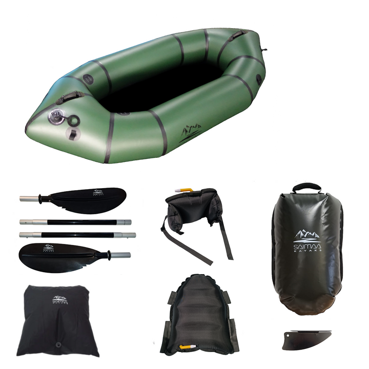 Packraft Feather Army Green - kevyesti kannettava (200x88cm)